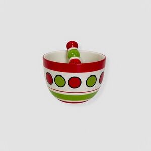 Celebrating Home Stoneware Collection Dip Bowl with spreader Red Green Christmas